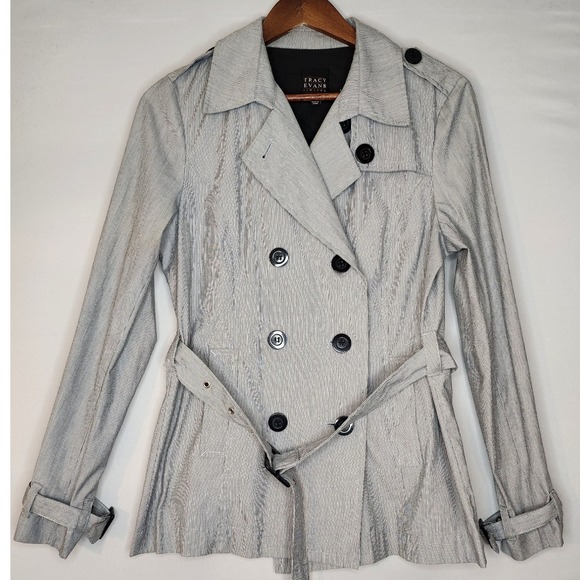 Tracy Evans Jackets & Blazers - Tracy Evans‎ Limited Pea Coat Jacket Double breasted Black/White Stripe Large